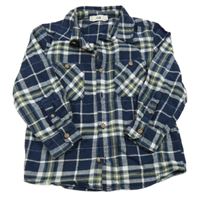 Tmavomodro-bílá kostkovaná flanelová košile C&A