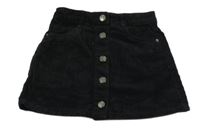 Černá propínací manšestrová sukně Peacocks