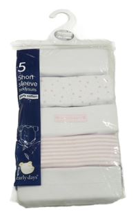 Nové - 5x bílo-světlerůžové body s krátkým rukávem Early Days