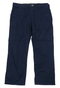Tmavomodré plátěné chino kalhoty H&M