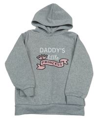 Šedá melírovaná mikina s nápisem a kapucí 