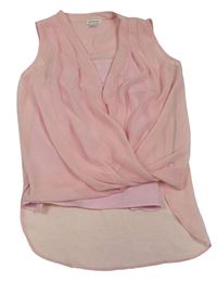 Růžová šifonová halenka s všitým topem River Island