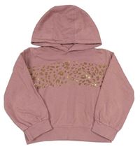 Starorůžová mikina s leopardím vzorem a kapucí John Lewis