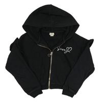 Černá propínací crop mikina s nápisem a kapucí River Island