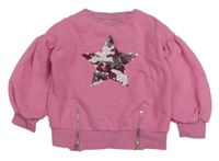 Růžová mikina s hvězdou z flitrů Matalan