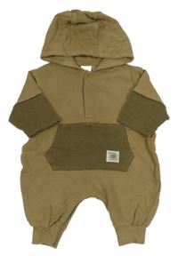 Hnědo-khaki tepláková kombinéza s kapucí Next