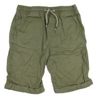 Khaki plátěné kraťasy Tu
