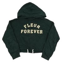 Tmavozelená crop mikina s nápisem a kapucí H&M