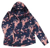 Tmavomodro-růžová šusťáková vzorovaná funkční zimní bunda s kapucí Crivit