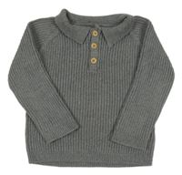 Šedý žebrovaný svetr s knoflíky F&F