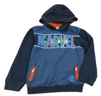 Tmavomodro-modrá mikina se superhrdiny a kapucí George