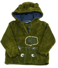 Khaki plyšová mikina s nosorožcem a kapucí Lupilu