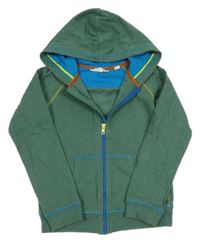 Zelená propínací mikina s kapucí 