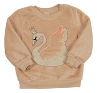 Růžová plyšová mikina s labutí C&A