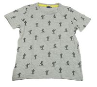 Šedé tričko s kaktusy Hema 