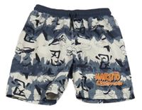 Smetanovo-šedomodré vzorované plážové kraťasy - Naruto Primark