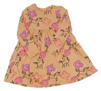Oranžové květované šaty s jednorožci F&F