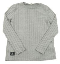 Světlešedé žebrované úpletové triko s nášivkou Shein