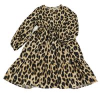 Béžovo-černé šaty s leopardím vzorem Shein