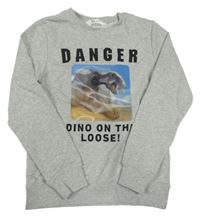 Šedá mikina s dinem a nápisy H&M
