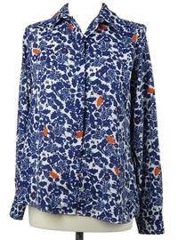 Dámská tmavomodro-bílo-oranžová vzorovaná halenka Atmosphere 