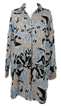 Dámská růžovo-černo-modrá vzorovaná halenková tunika Gina Benotti