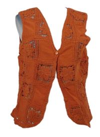 Nové - Dámská cihlově červená háčkovaná vesta Primark 