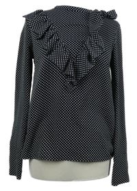 Dámská černá puntíkovaná halenka s volánkem H&M