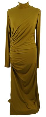 Dámské hořčicové řasené midi šaty H&M