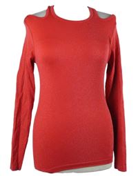 Dámské červené třpytivé elastické triko s průstřihy OcaanPart 