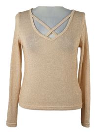 Nové - Dámský broskvovo-zlatý lehký svetr s překříženým výstřihem H&M