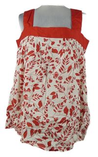 Dámský bílo-červený kytičkovaný volný top 