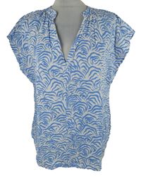 Dámská bílo-světlemodrá vzorovaná halenka H&M