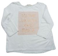 Bílo-růžové triko s nápisem H&M