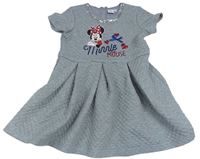 Světlešedé kárované teplákové šaty s Minnie Disney