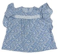 Modrá květinová crop halenka Shein