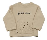 Béžová žebrovaná mikina s nápisem Matalan