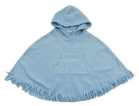 Modré fleecové pončo s kapucí 