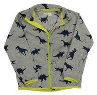 Šedá fleecová propínací mikina s dinosaury H&M