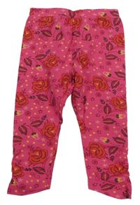 Neonově růžové květinové legíny Miniclub