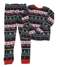 Černo-bílo-zelené vzorované pyžamo s Mickey Mousem Disney