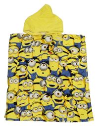 Žluté froté osuškové pončo s Mimoni a kapucí 