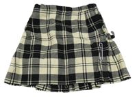 Černo-smetanová kostkovaná vlněná sukně 