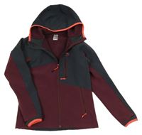 Šedo-vínová softshellová bunda s kapucí Quechua