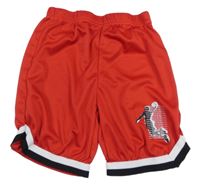 Červené sportovní kraťasy s panáčkem a proužky Shein