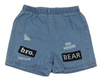 Světlemodré riflové kraťasy s nášivkami Shein