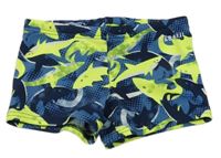 Tmavomodro-zelené nohavičkové plavky se žraloky NABAIJI