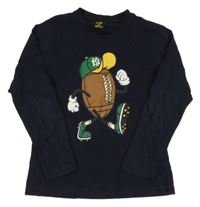 Tmavomodré triko s ragbyovým balonem 