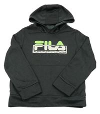 Tmavošedá mikina s kapucí s nápisem Fila