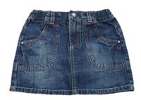 Tmavomodrá riflová sukně s růžovým prošitím